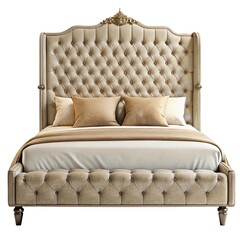 Stunning Elegant Upholstered Bed with Tufted Headboard for Luxurious Bedroom Interiors
