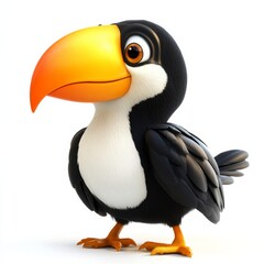 Naklejka premium 3D rendering of a cute cartoon toucan isolated