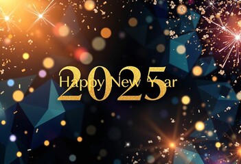 Vibrant New Year 2025 Abstract Background with Geometric Patterns