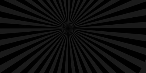 Minimal sunrise radiate striped geometric circle light sunburst ray vector backdrop texture background. black and gray retro poster shine spiral template design.