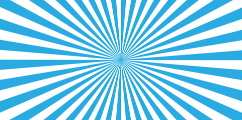 Minimal sunrise radiate striped geometric circus light sunburst ray vector backdrop texture background. blue retro poster shine spiral template design.	

