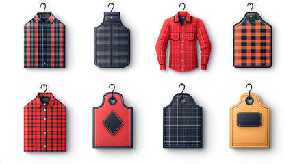 A set of stylish Black Friday sales tags, grouped for easy editing, perfect for promoting discounts on clothes, furnishings, and cars, in a modern and professional design.