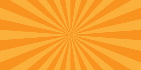 Minimal sunrise radiate striped geometric circus light orange sunburst ray vector backdrop texture background. orange and red retro poster shine spiral template design.	
