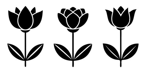 Tulip flower icons vector silhouette illustration