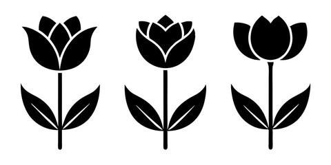 Tulip flower icons vector silhouette illustration