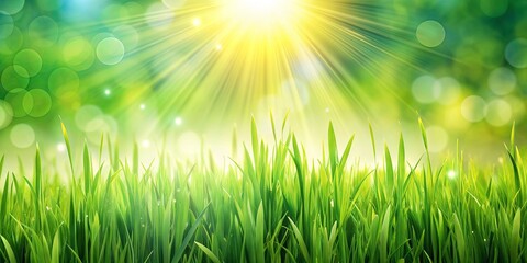 Obraz premium Beautiful spring background with fresh green grass and sunlight, perfect for adding text or graphics