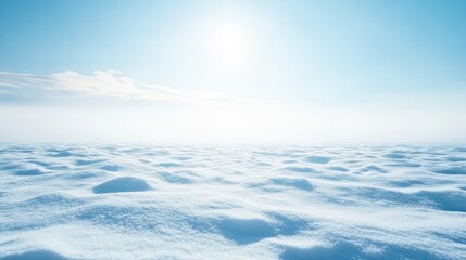 Obraz premium A vast, white snowfield under a clear sky, symbolizing the calming effect of visual emptiness.