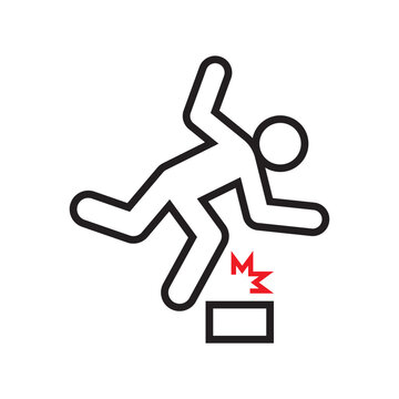 Watch your steps stumbling caution icon sign vector background