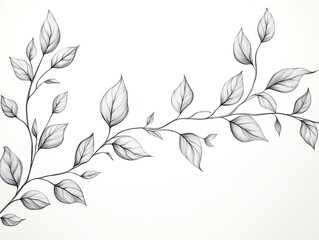 Hand-drawn pencil sketch of a delicate vine with leaves.