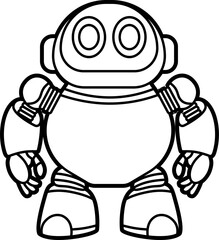 Robot coloring outline illustration vector