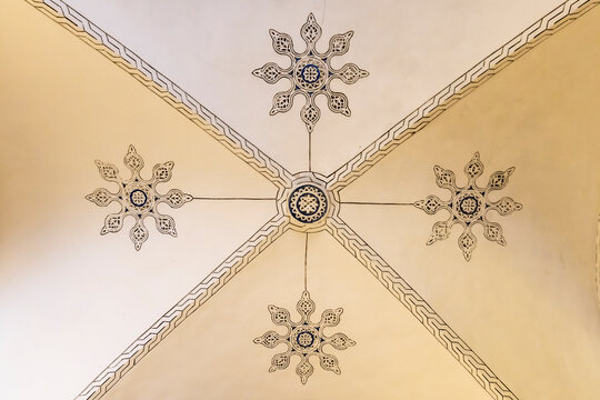 Tunis, Tunisia. Decorated ceiling in a house near the Tunis Souk.