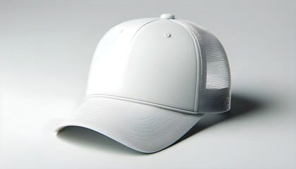 Obraz premium Blank white baseball and trucker hat mockup, half-turned view