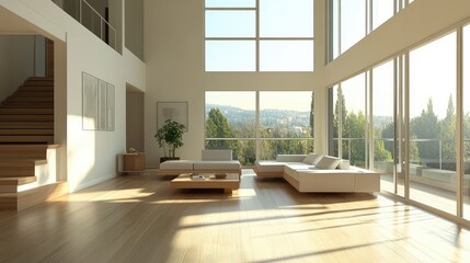 An open, airy living room with sparse furniture and a large window, emphasizing the zen of uncluttered spaces.