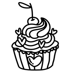 hand drawn cupcake doodle cartoon