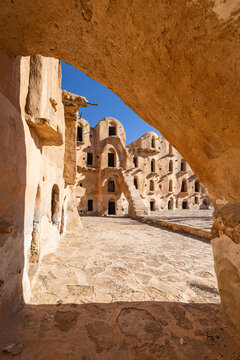 Tataouine, Tunisia. Ancient fortified Berber granary at Ksar Ouled Soltane, that was used as a set for the Star Wars movie, The Phantom Menace.