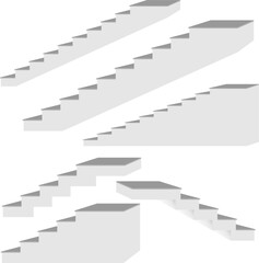 staircase in the house,3d interior staircases isolated on white background. the stair steps collection	
