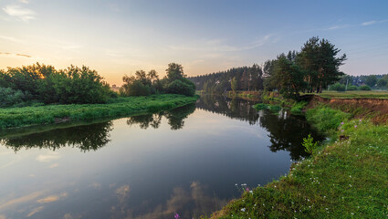 sunset over the river