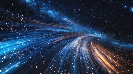 Image of a starry sky with dynamic, flowing nebulae and light trails, showing the ongoing flux of cosmic energy.