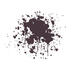 Black Paint Splatter Isolated on White Background. Ink Splash with Drops Blots, Artistic. 