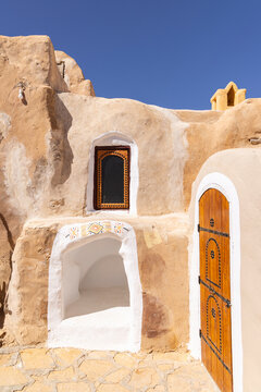 Tataouine, Tunisia. Traditional buildings in the ancient Berber town of Ksar Ouled Soltane.