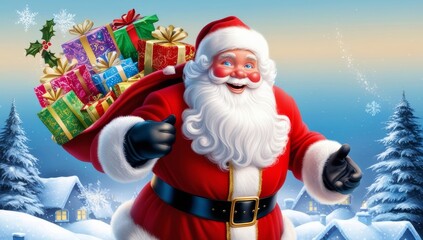 A jovial Santa Claus with a robust build and a warm