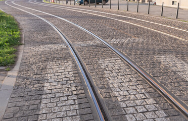 A train track with a white line painted on it