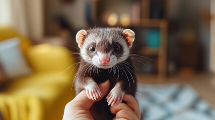 Vibrant Ferret Playfulness: Perfect Poster for Cozy Living Rooms & Playful Spaces - Add a Splash of Color with This Adorable, Glossy-Furred Ferret Image!