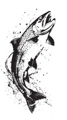 Realistic intricate drawing of the rainbow trout jumping out vector