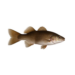 TRANSPARENT PNG ULTRA HD 8K A solitary catfish floating with its whiskers, smooth body, and earthy tones standing out clearly against a transparent background