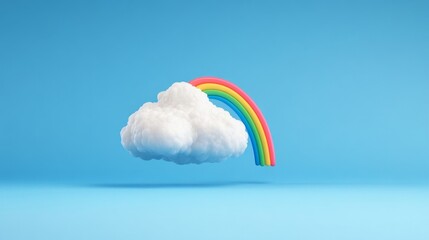 Whimsical Cartoon Cloud with Vibrant Rainbow Arching Above, Perfect for Weather Clipart and Fun Imagery