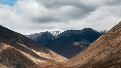 snow mountain covered with shadow of clouds in eastern tibet