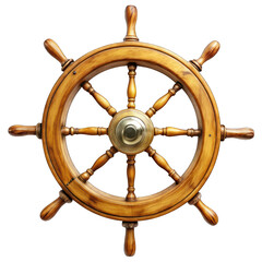 Steering wheel of a ship isolated on transparent background
