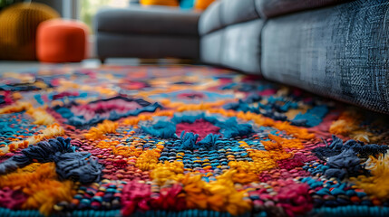 Obraz premium Colorful Woven Rug Closeup - Abstract Texture