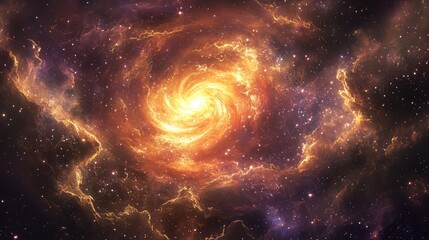 Fototapeta premium Conceptual art of the universe in transition, with swirling star clusters and dynamic celestial flux creating a sense of cosmic movement.