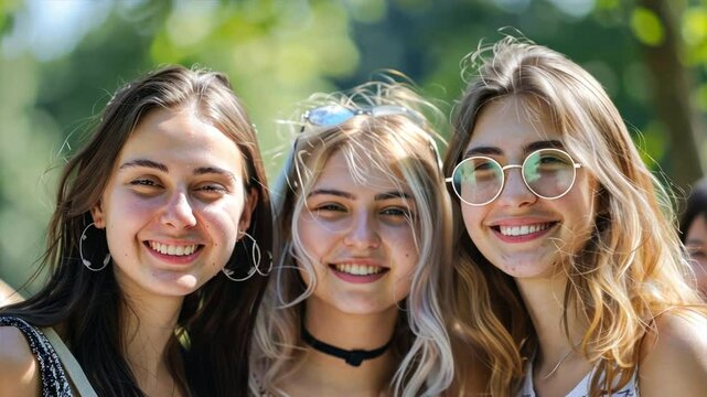 company friends women toothy smile good mood	