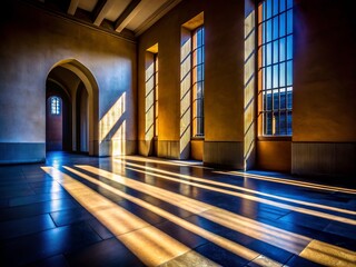 Obraz premium Dappled sunlight dances across the ground, weaving a tapestry of warmth and darkness, as the world awakens to a kaleidoscope of light and shadow.