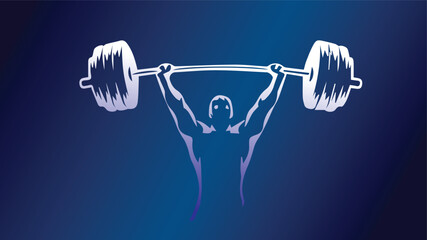 a bold vector logo featuring the outline of a person lifting weights.