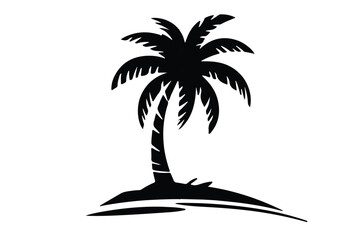 a minimalist vector logo featuring the outline of a single palm tree.