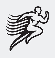  a dynamic vector logo featuring the outline of a person running.