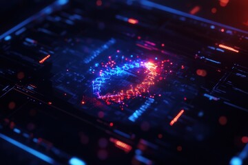 Obraz premium Holographic taxonomy visualization of futuristic biology and biochemistry, showcasing digital interactions and advanced scientific concepts.