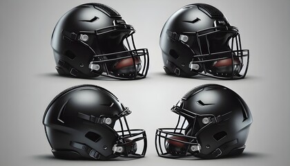 Fototapeta premium Blank black american football helmet mockup, different views