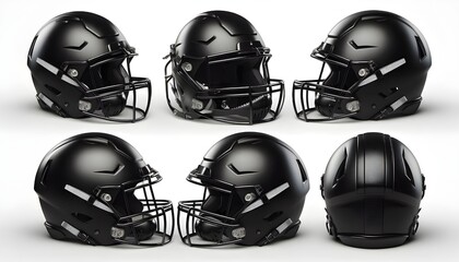 Fototapeta premium Blank black american football helmet mockup, different views