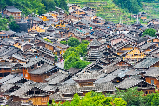 Dong village in the mountain, Zhaoxing, Guizhou Province, China