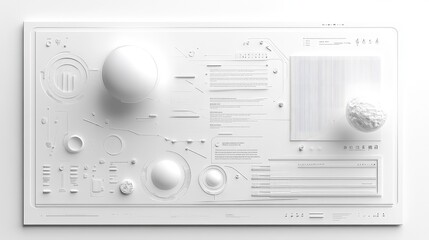 Clean white digital interface with subtle abstract shapes, highlighting a futuristic and elegant design.