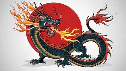 A majestic dragon with scales that shimmer in dark blue