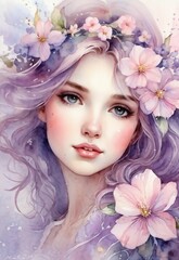 Naklejka premium Watercolor flower fairy 