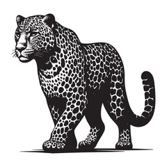 Leopard vector art silhouette design, white background