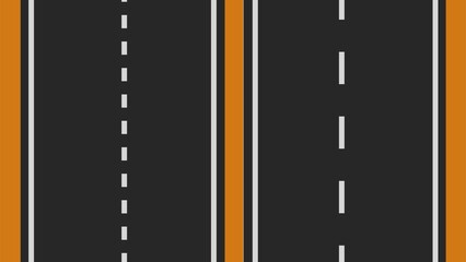 Straight and winding road road. Seamless asphalt roads template. Highway or roadway background.