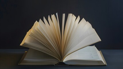 Open book, blank white pages. 