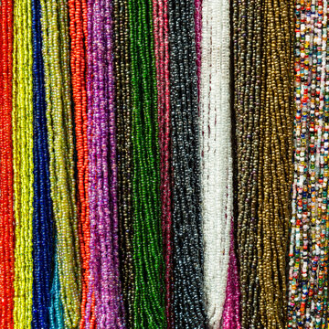 India, Mumbai. Street market. Beads for Sale.